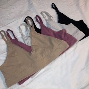 Pact Everyday Classic T-Shirt Bra 4 Pack In Tan, Pink, White & Black Size Medium